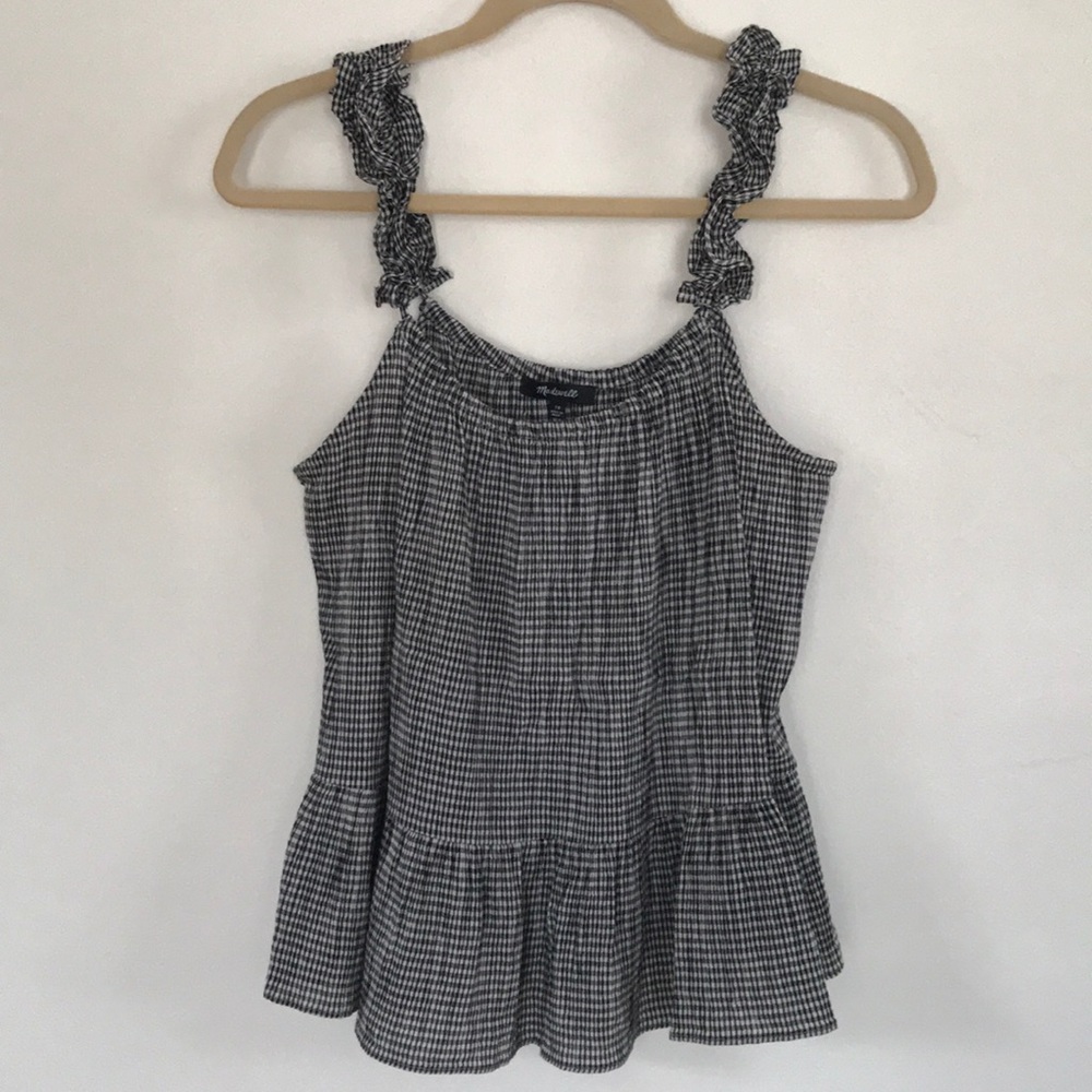 Madewell Gingham Ruffle Strap Cami Top